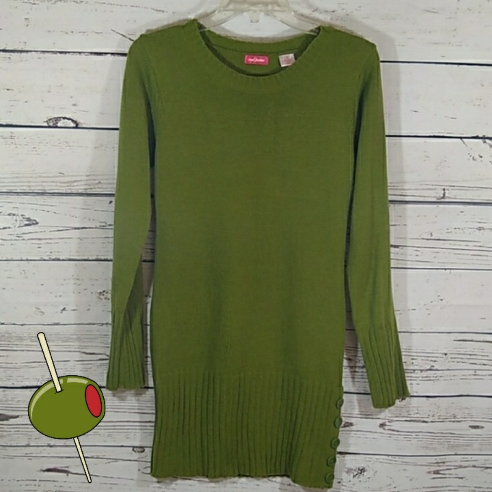 Y2K Olive Green Extra Long Sweater